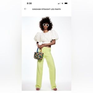 Zara gingham straight leg pants